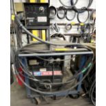 HOBART MEGA MIG 450 RVS WELDER W/ HOBART 2410 WIRE FEEDER, CART, CABLES (NO TANKS)