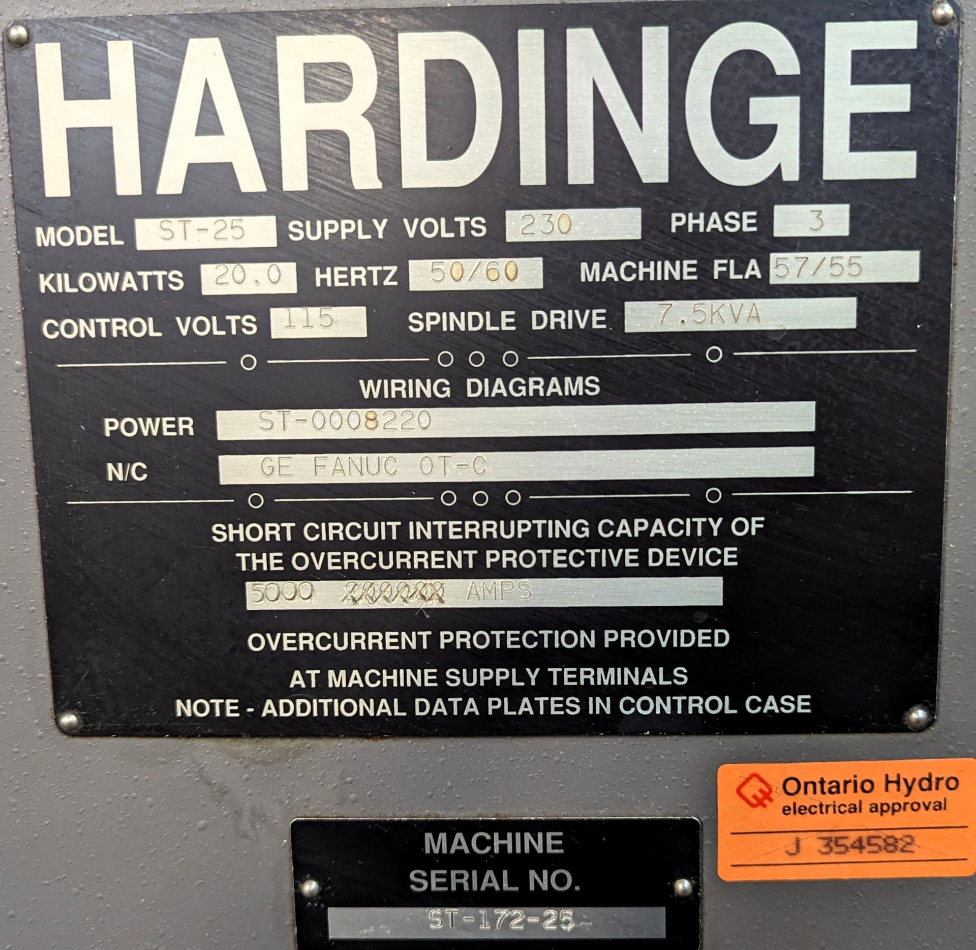 HARDINGE CONQUEST ST25 GANG TOOL CNC TURNING CENTER, GE FANUC O-T CNC CONTROL, S/N ST-172-25, - Image 6 of 12