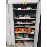 2-DOOR METAL CABINET W/ SHOP TOOLS AND SUPPLIES