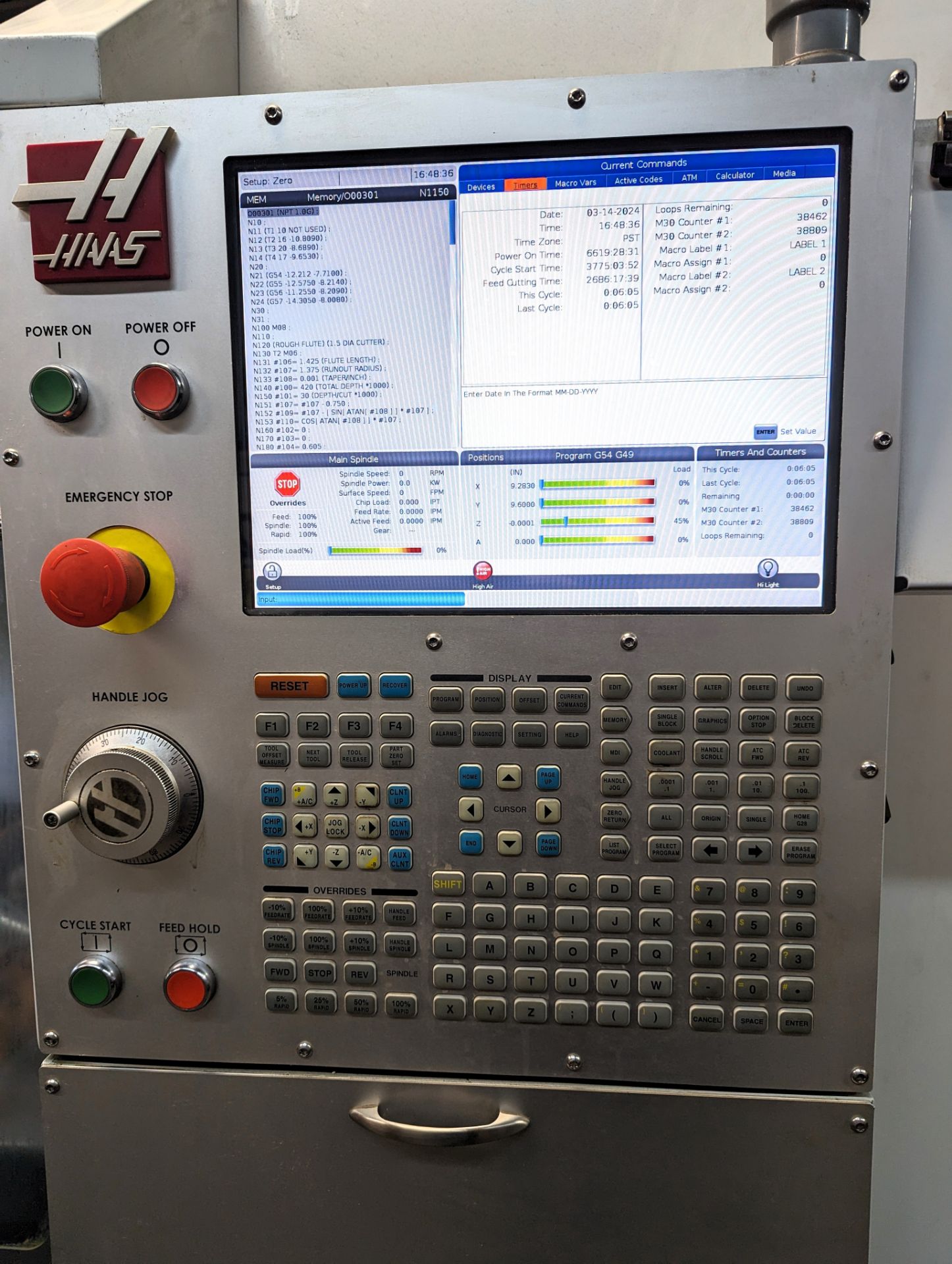 2019 HAAS VF-3 CNC VERTICAL MACHINING CENTER, CNC CONTROL, CAT40, 8,100 RPM SPINDLE, APPROX. 2,686 - Image 4 of 21