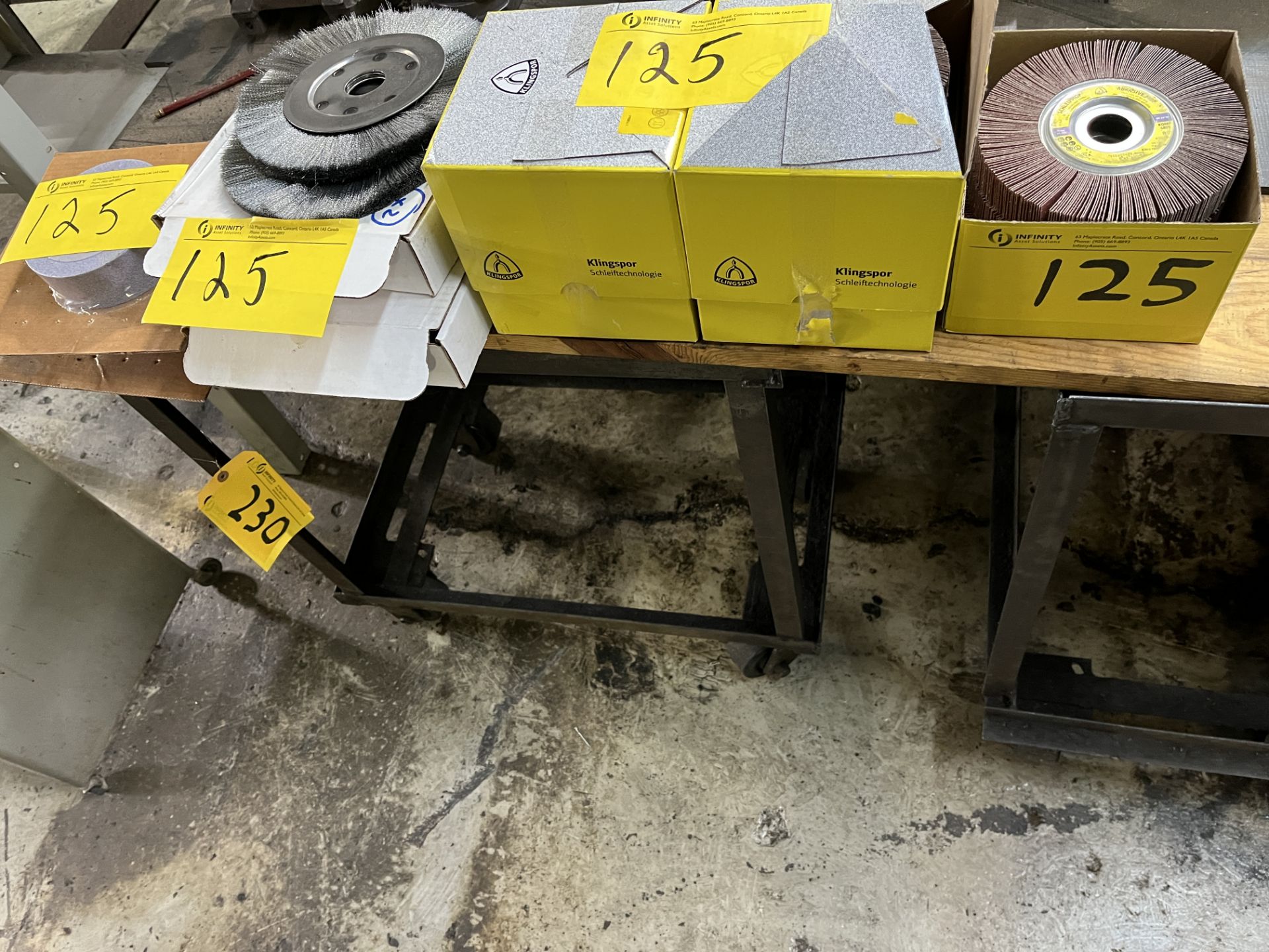 LOT OF KLINGSPAN SANDING WHEELS, WIRE WHEELS, ETC.