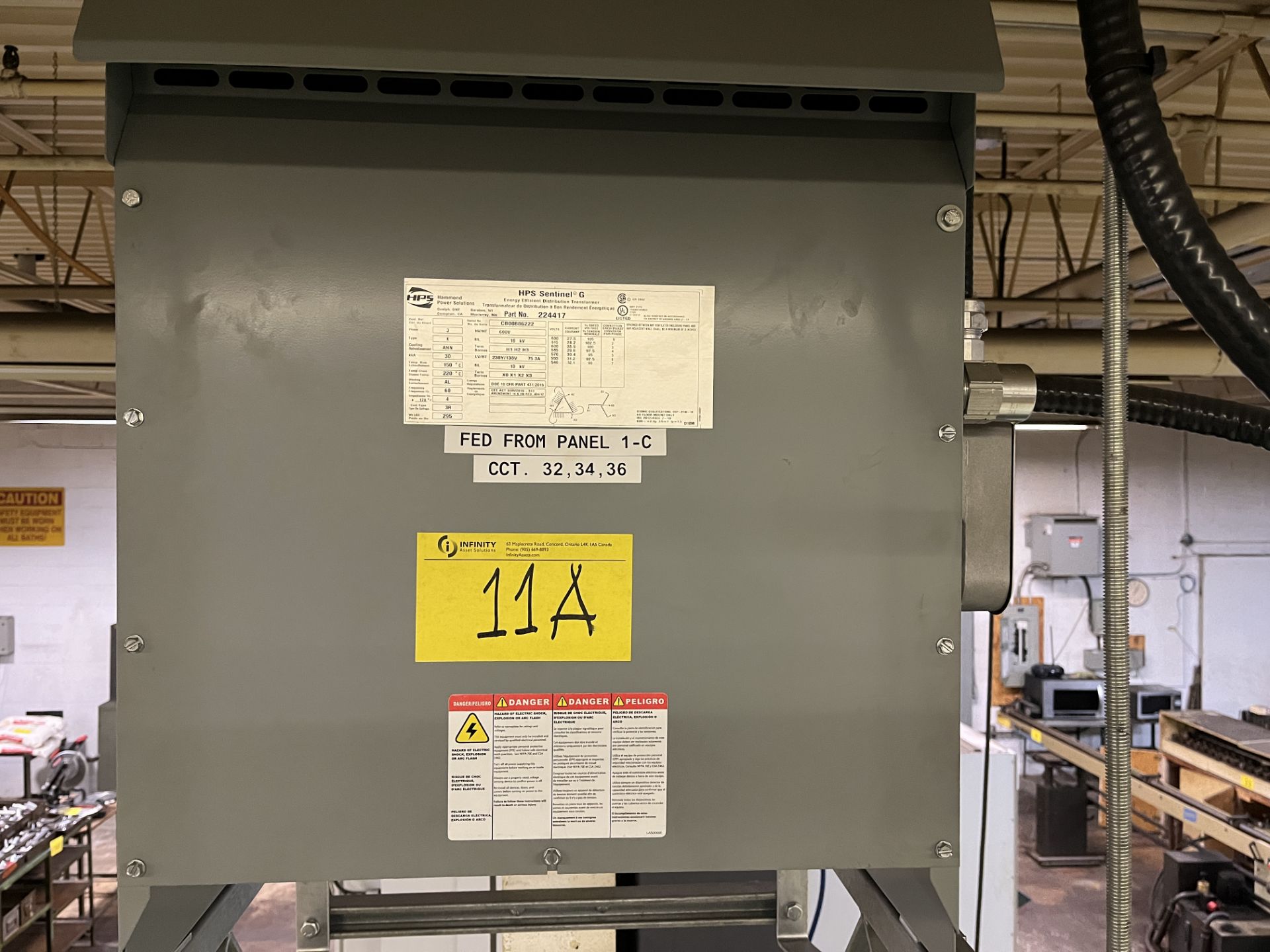 HAMMOND POWER SOLUTIONS 30KVA TRANSFORMER, 600V TO 220V (RIGGING FEE $75) - Image 2 of 3