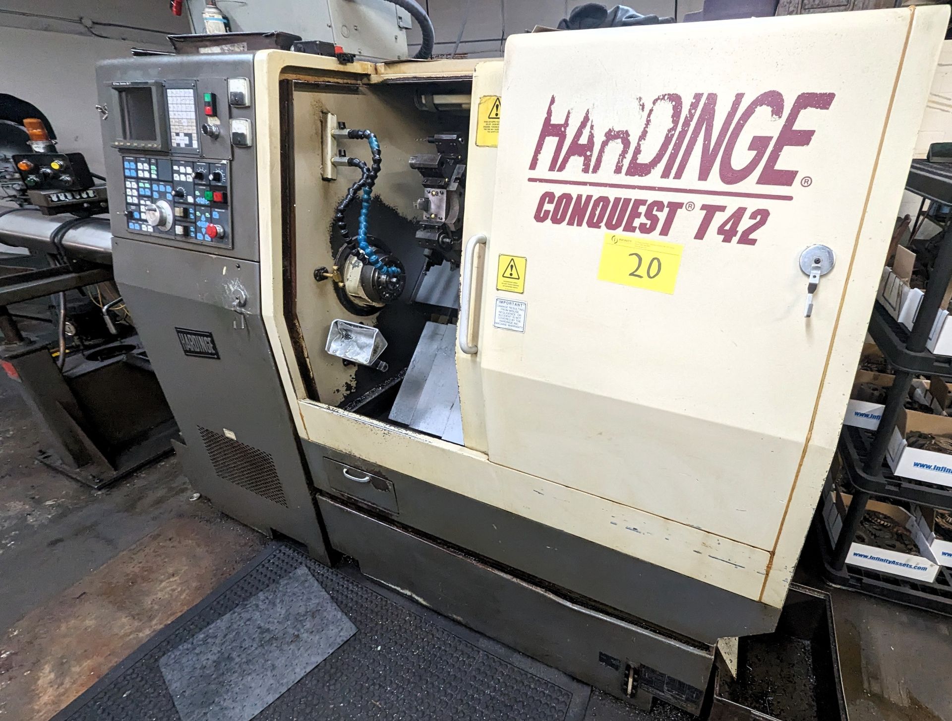 HARDINGE CONQUEST T42 CNC TURNING CENTER, MODEL SG-42, GE FANUC SERIES 18-T CNC CONTROL, COLLET - Image 2 of 19