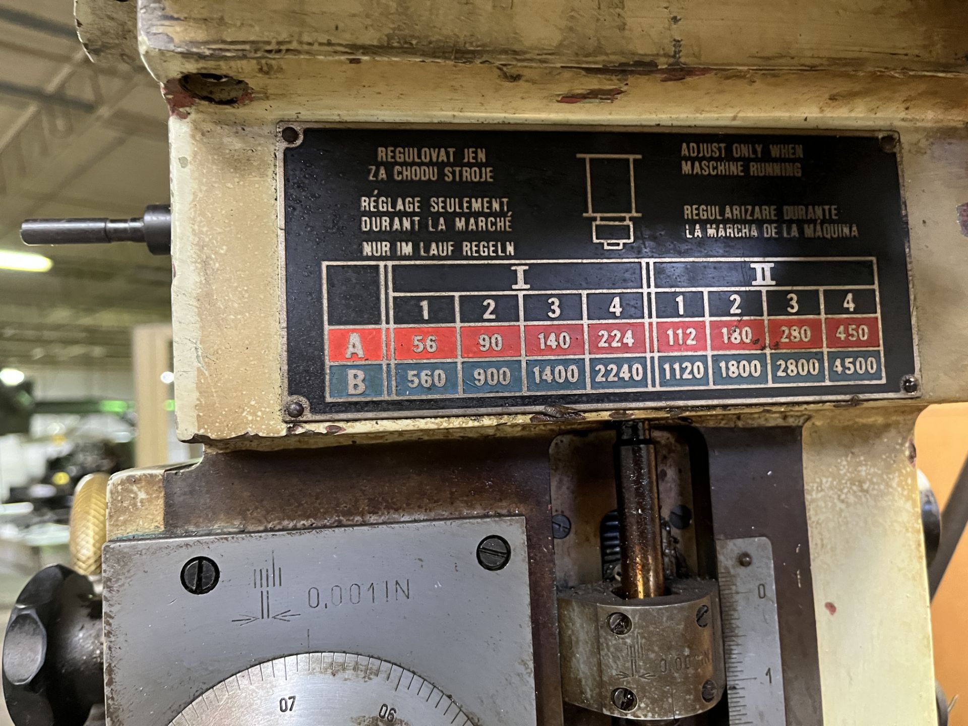 TOS FNK 25A VERTICAL MILLING MACHINE, 12” X 49” TABLE, SPEEDS TO 4,500 RPM (NO VISE OR ROTARY - Image 6 of 9