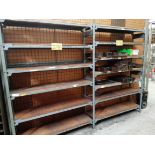 LOT OF 2-SECTION, 6-LEVEL SHELF W/ CONTENTS