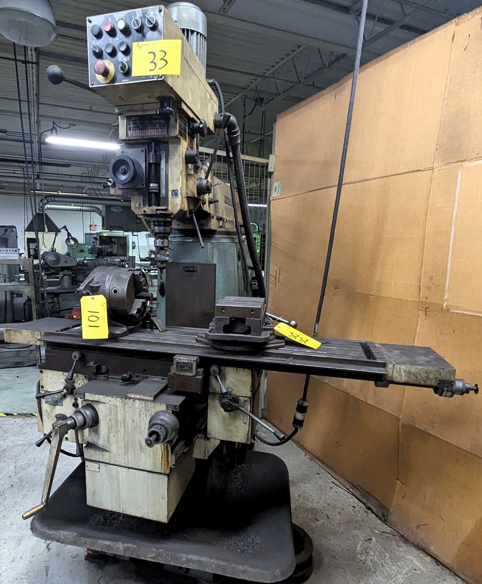TOS FNK 25A VERTICAL MILLING MACHINE, 12” X 49” TABLE, SPEEDS TO 4,500 RPM (NO VISE OR ROTARY