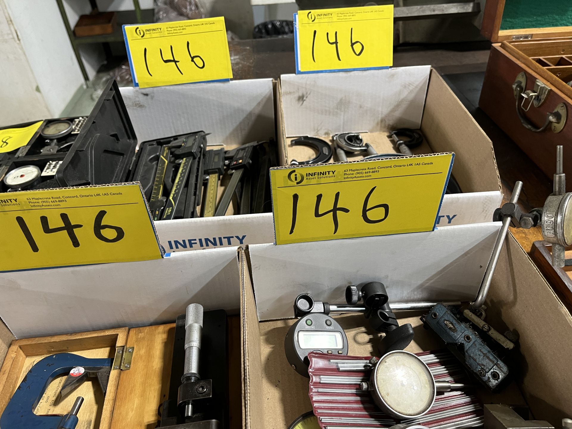 LOT OF (4) BOXES OF VERNIERS, MICROMETERS, DIAL GAUGES, CALIPERS - Image 2 of 2