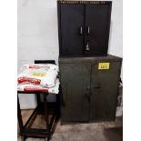 LOT OF (2) 2-DOOR METAL CABINETS AND (4) BAGS OF PARK METALLURGICAL THERMO-QUENCH WHITE