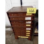 LAWSON PRODUCTS 8-TRAY CABINET W/ ALLEN WRENCHES, NUTS, BOLTS, ELECTRIC CONNECTORS, ETC.