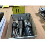 BOX OF MACHINE CHUCKS AND CAT40 TOOL HOLDER