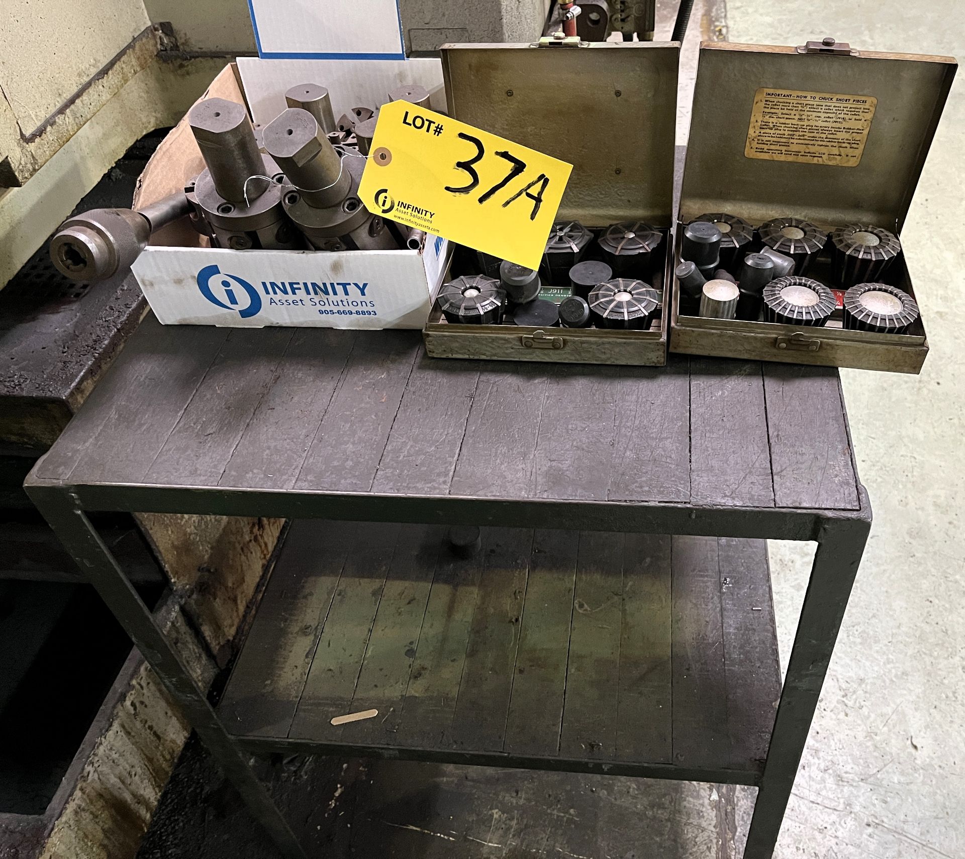 LOT OF COLLETS, TOOLING AND TABLE