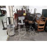 LOT OF SHOP STOOLS AND CHAIRS