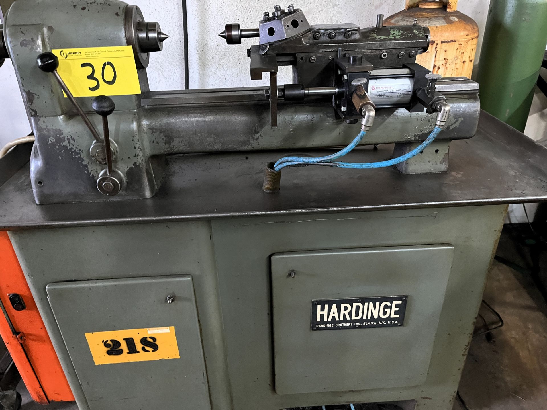 HARDINGE TOOLROOM LATHE (RIGGING FEE $100)