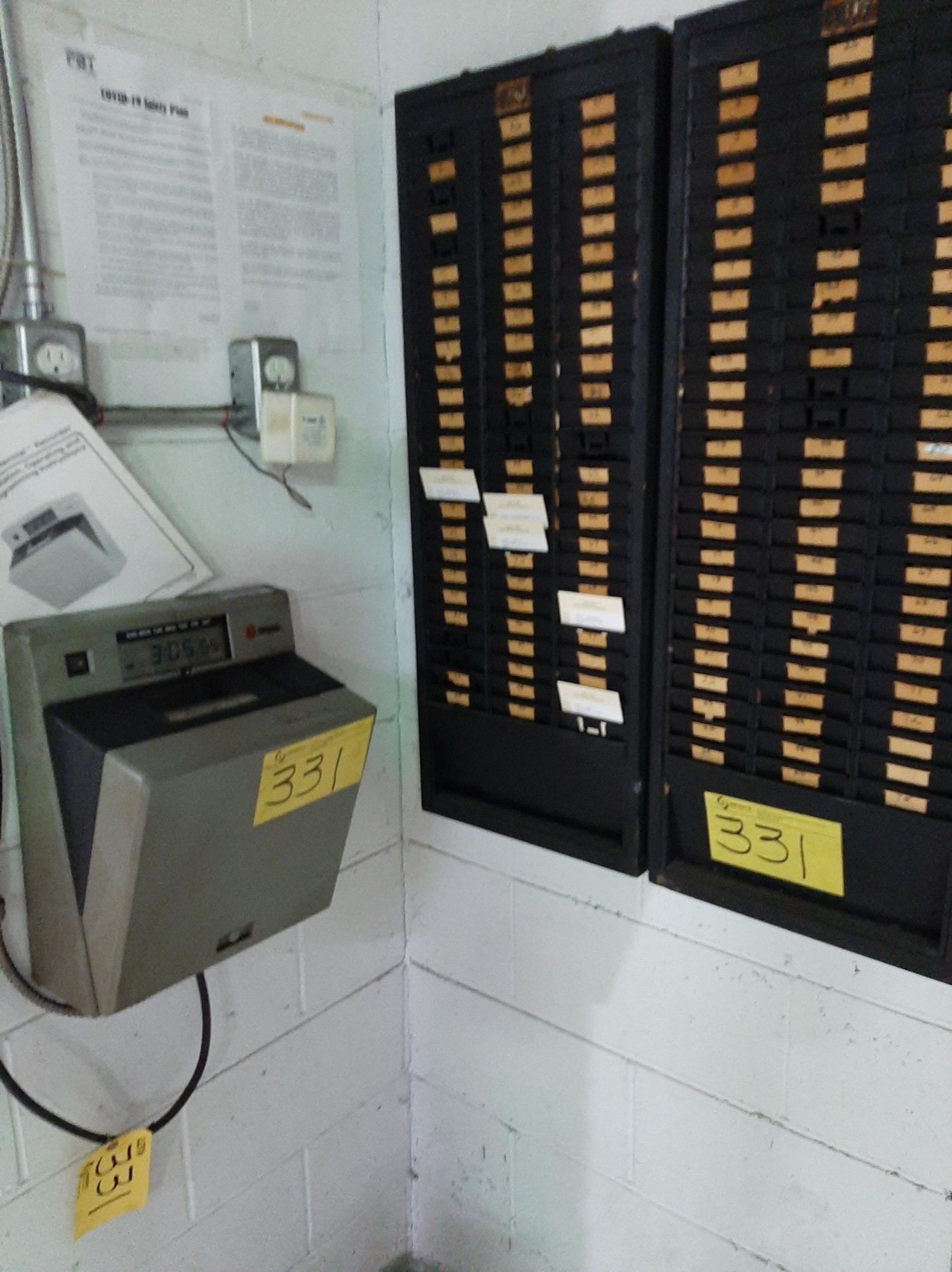 SIMPLEX GRINNELL TIME CLOCK AND TIME CARD RACKS