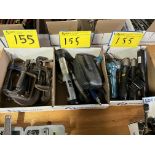 LOT OF (3) BOXES OF C CLAMPS, LIGHTS, ELECTRIC DRIVERS