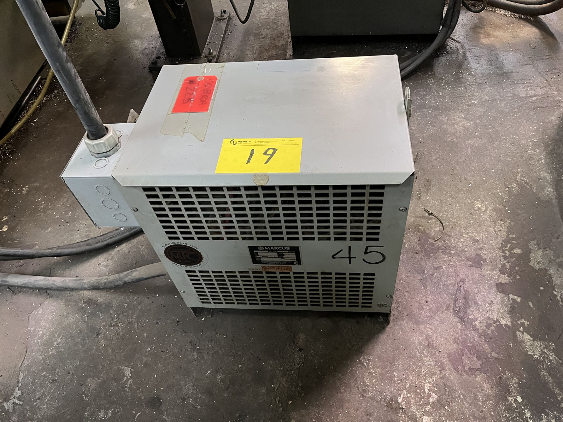 MARCUS 45KVA TRANSFORMER, 600V TO 240V (RIGGING FEE $75)