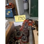 LOT OF RIDGID THREADING DIES, WRENCH, CLAMP