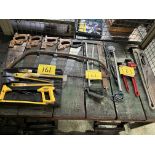 LOT OF SAWS AND PIPE WRENCHES