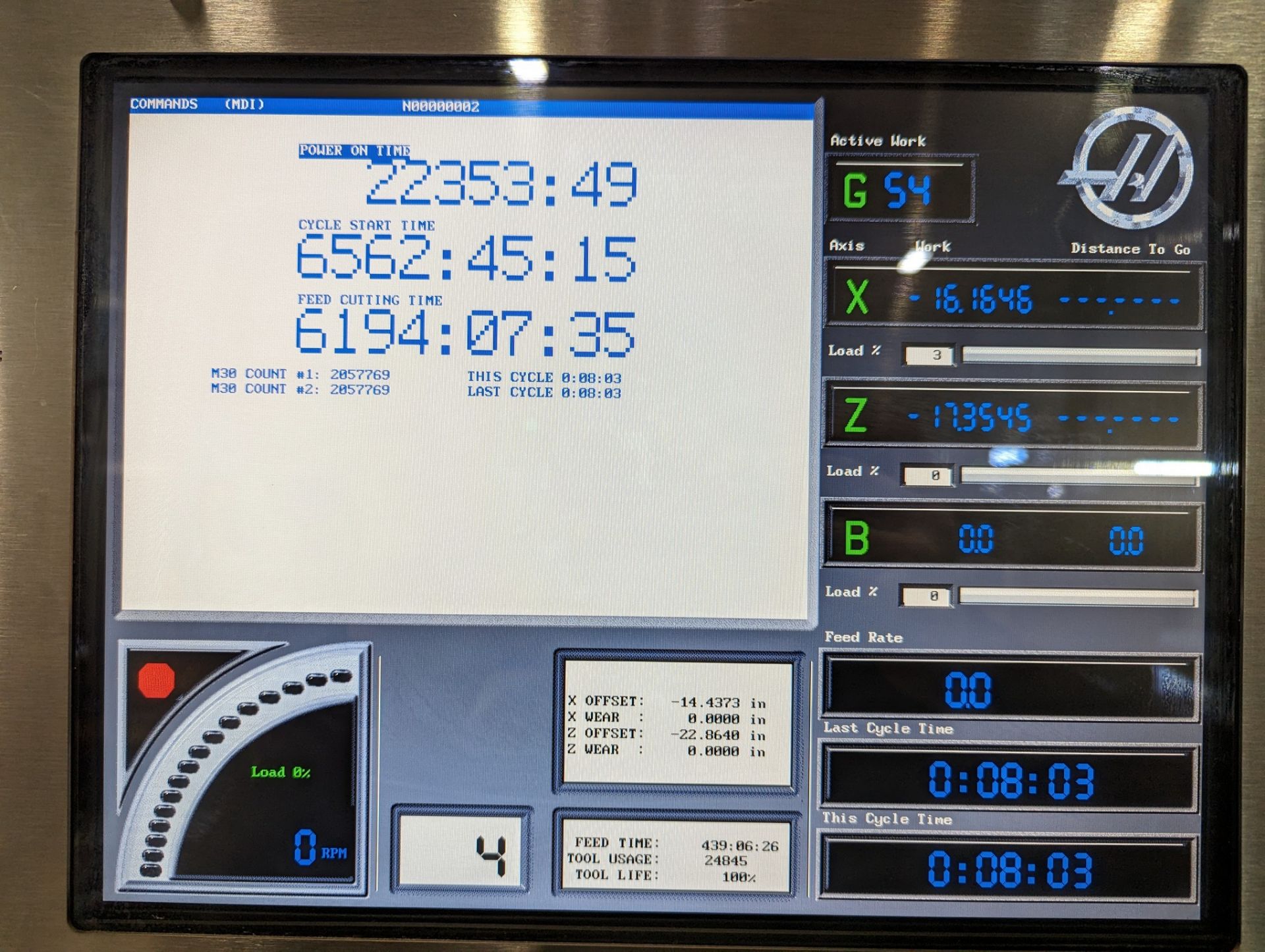 2008 HAAS SL-30TB CNC TURNING CENTER, CNC CONTROL, 15” CHUCK, BIG BORE, TAILSTOCK, TOOL SETTER, CHIP - Image 8 of 14