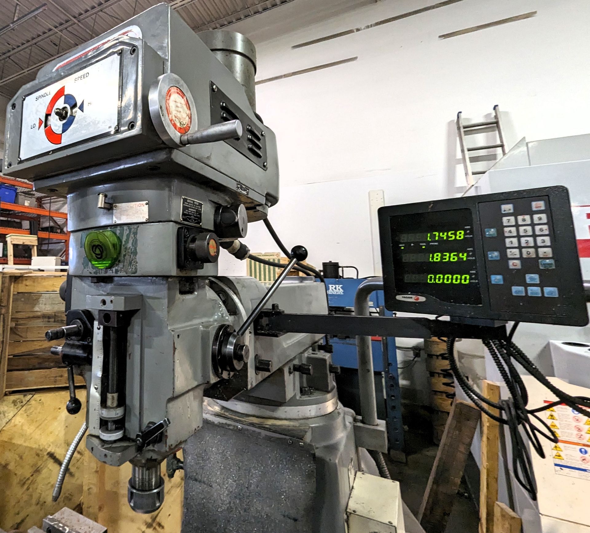 FULL MARK FM-18VS VERTICAL MILLING MACHINE, FAGOR 3-AXIS DRO, 40 TAPER, POWER X & Z FEEDS, 10” X 54” - Image 3 of 9