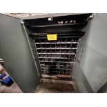 SUNAR HAUSERMAN TOOL CABINET W/ 72-SLOT PIGEON HOLE CABINET, CONTENTS, DRILL BITS, ETC.