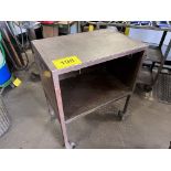 2-LEVEL STEEL PLATE TOP PORTABLE TABLE, APPROX. 30" X 20" X 38"