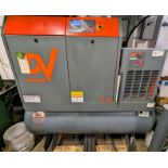 DV SYSTEMS C15TD AIR COMPRESSOR, 15HP, PRODUCT NUMBER S-002433, S/N 082733 W/ ASD60 AIR DRYER