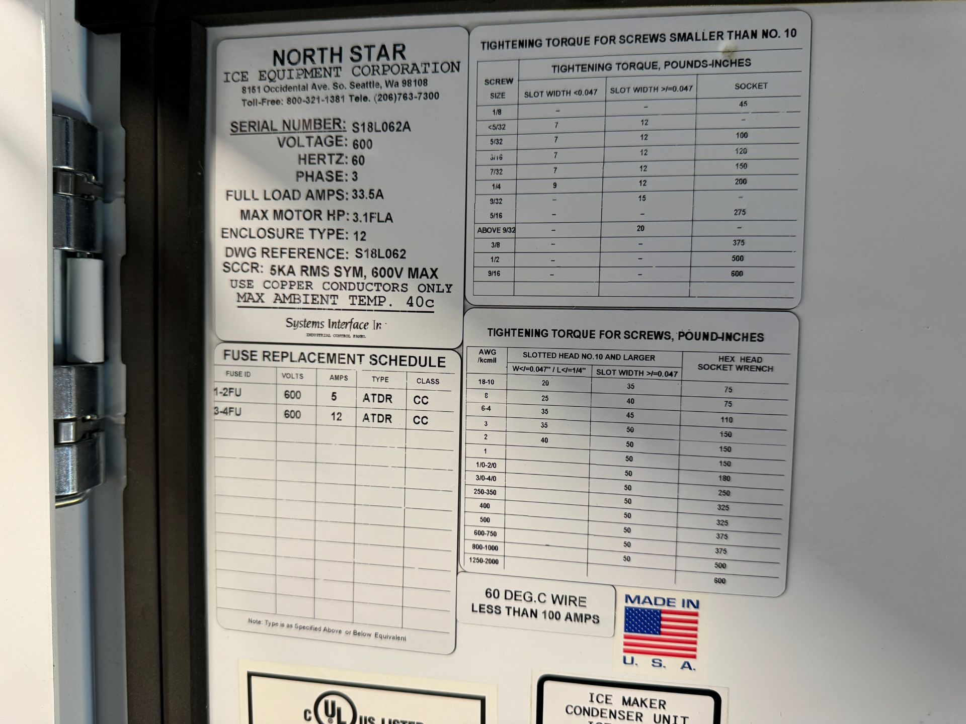 2019 NORTHSTAR / BERG FLAKE ICE MAKING SYSTEM C/W PLC CONTROLS, NORTH STAR 60SS ICE MODULE ( - Image 8 of 17