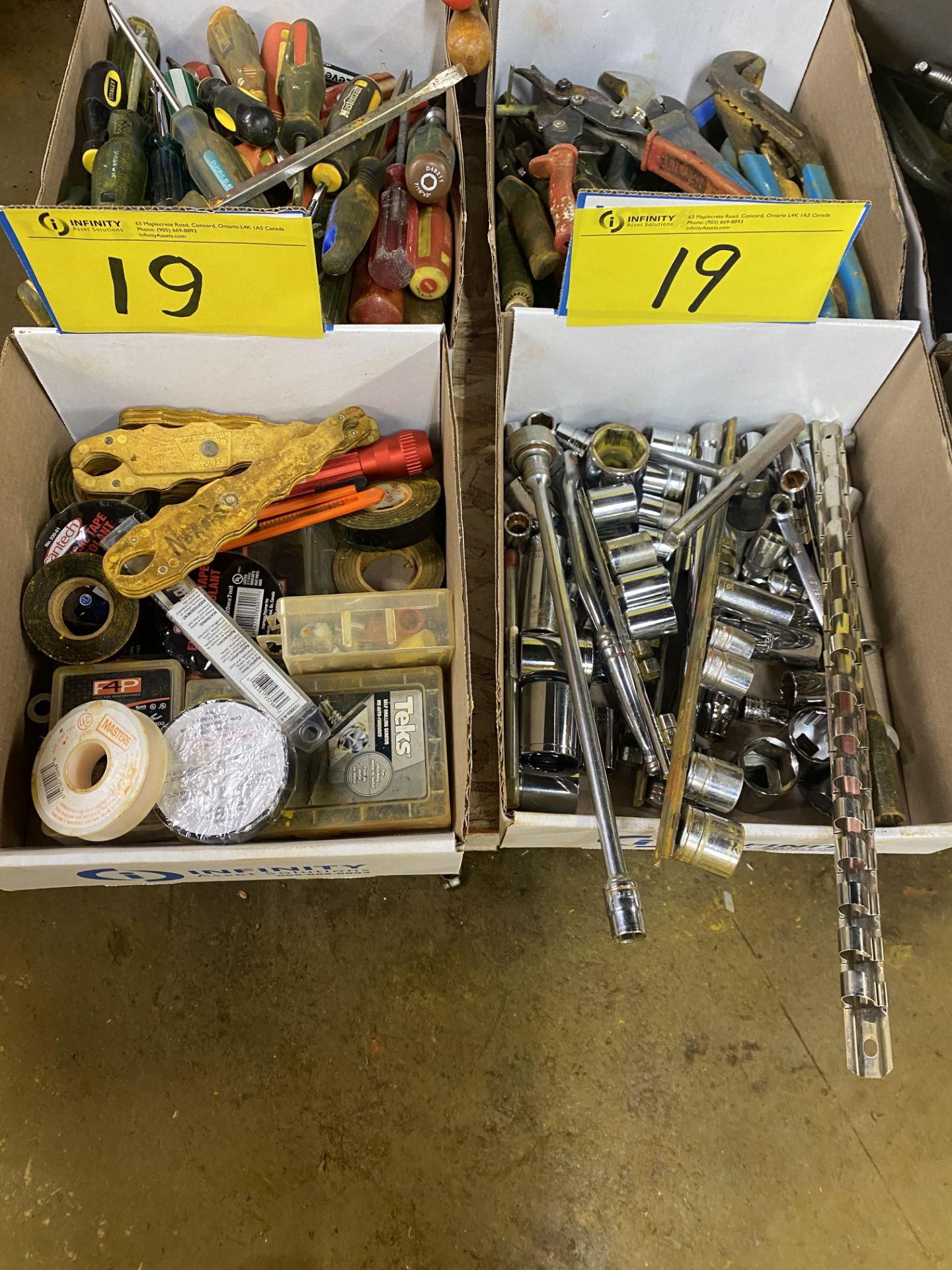 LOT OF (8) BOXES OF TOOLS, CHANNEL LOCKS, DRIVERS, VISE GRIPS, MALLOTS, ALLEN KEYS, MIXED TOOLS, - Image 2 of 3