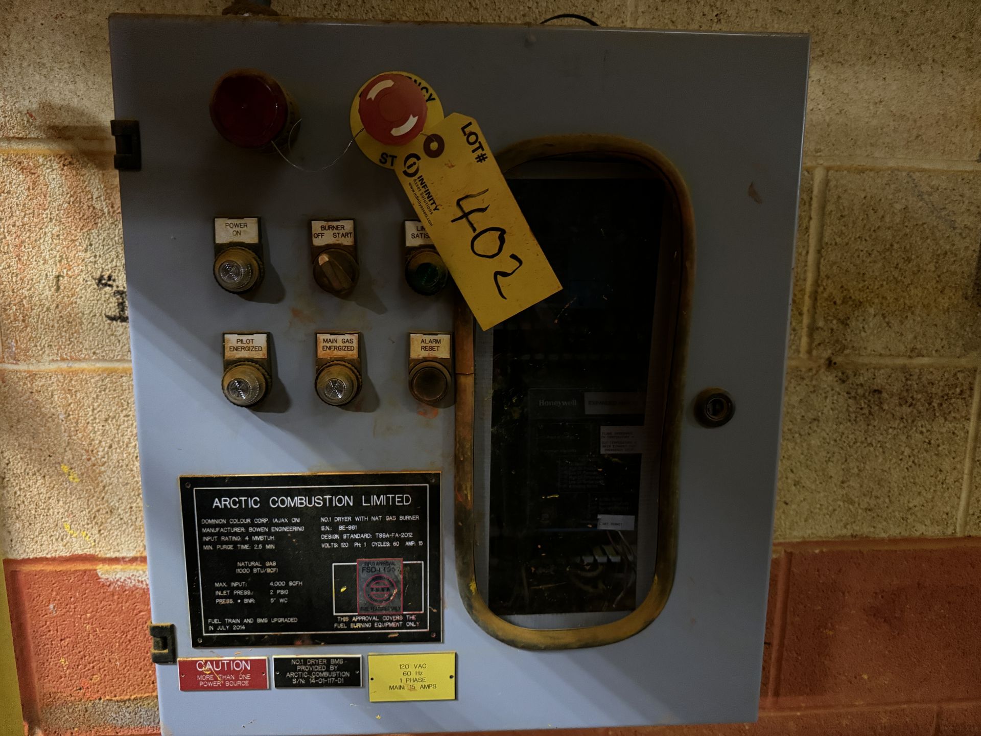 LOT OF (2) ARCTIC COMBUTION LTD CONTROL PANELS W/ HONEYWELL BURMIER CONTROL AND EXPANDED ANNUMCIATOR - Image 3 of 5