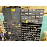 LOT OF (4) CABINETS W/ PIPE FITTINGS, STAINLESS, FASTENERS, PROPANE CYLINDERS, HYDRAULIC HOSE