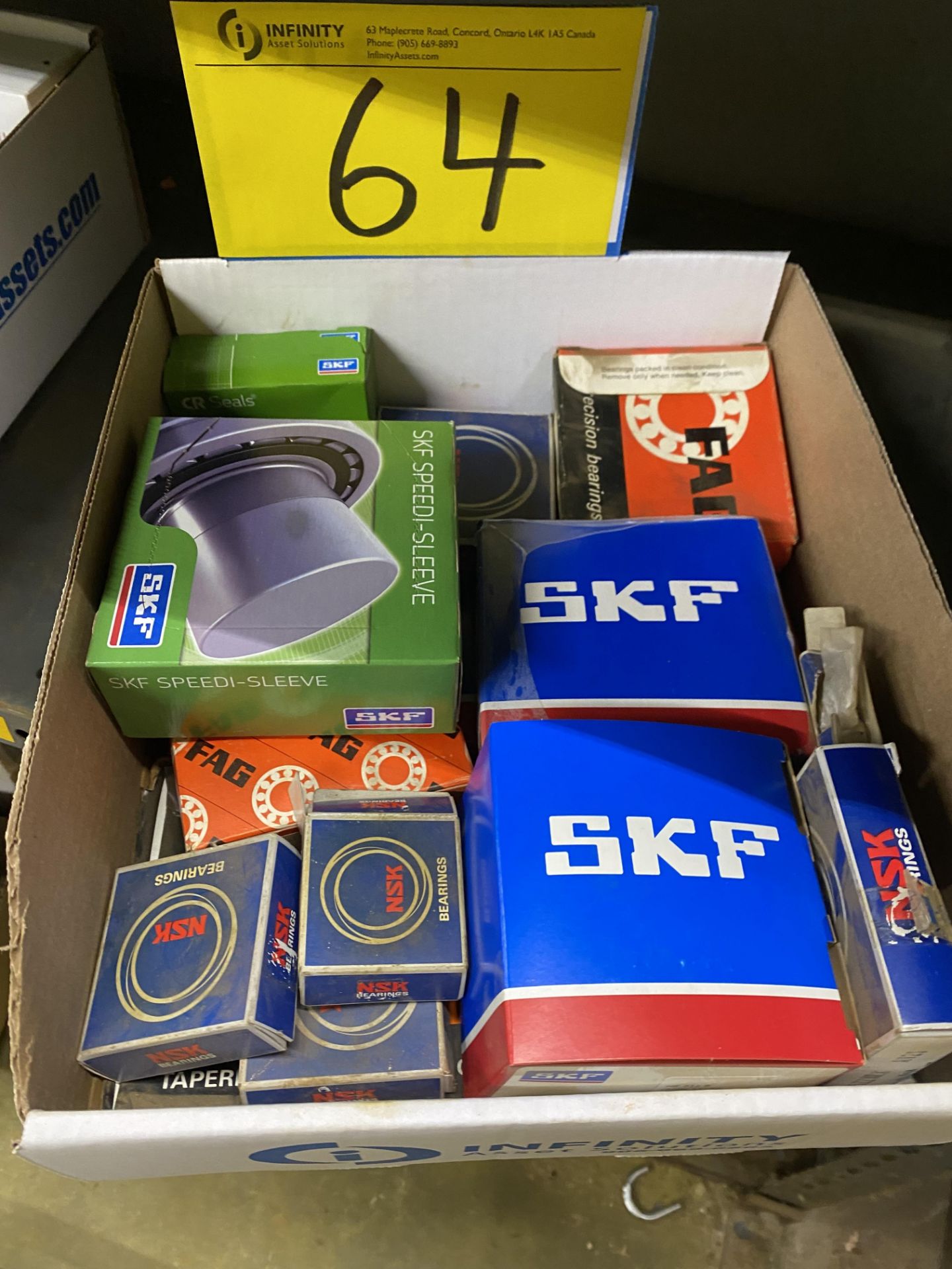 BOX OF ASST. SKF, NSK, FAG BEARINGS