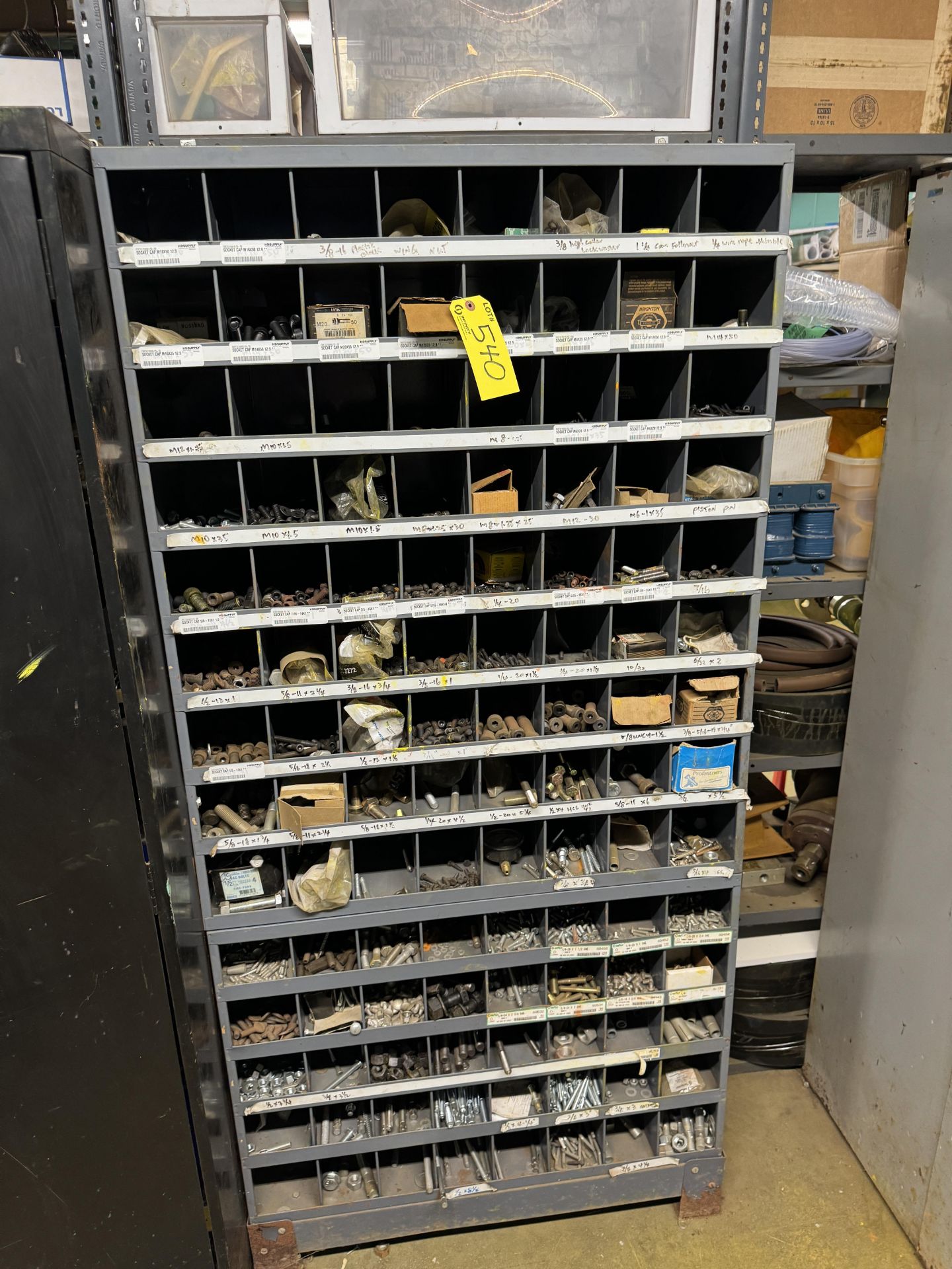 2-PART PIGEON HOLE CABINET, 112-SLOTS W/ FASTENERS