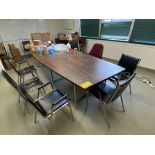 12' CONFERENCE TABLE, (3) CREDENZAS, (13) CHAIRS, (2) LARGE WHITEBOARDS, (1) SMALL WHITEBOARD