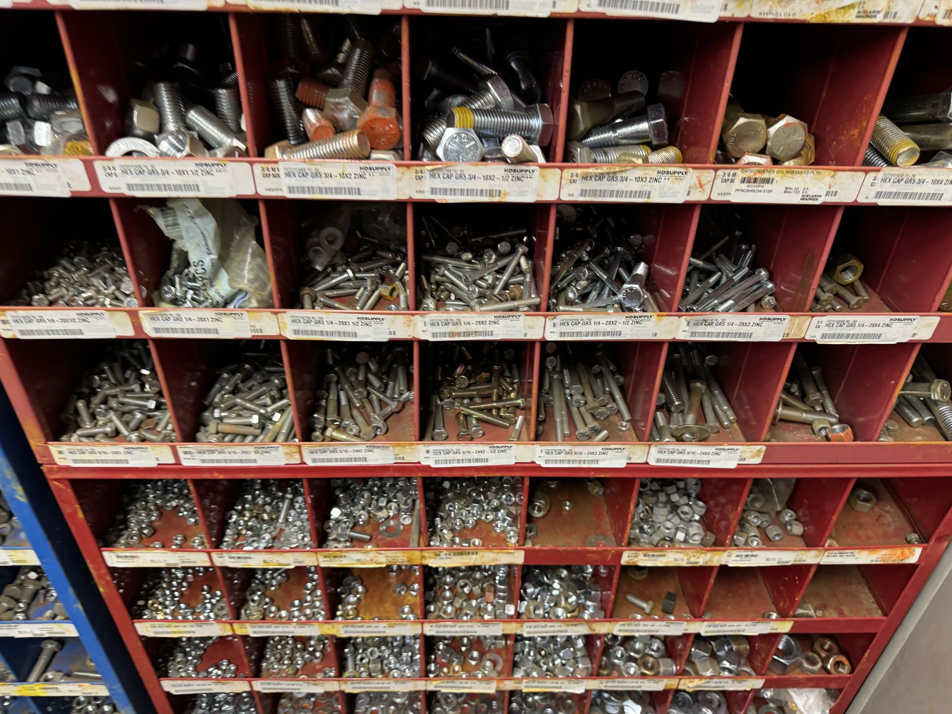 LOT OF (3) PIGEON HOLE CABINETS (224-SLOTS) W/ FASTENER SUPPLIES - Image 6 of 6