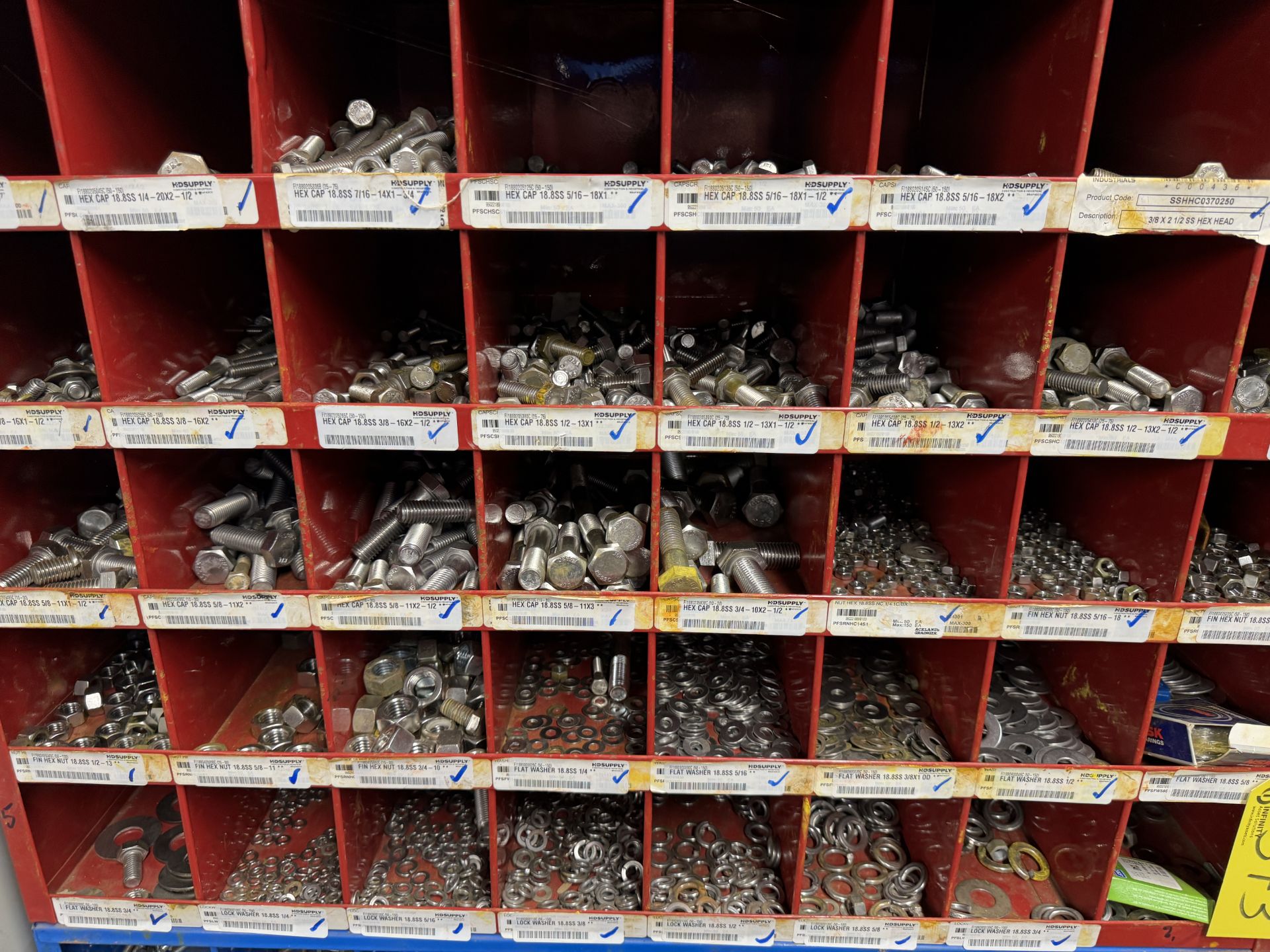 LOT OF (3) PIGEON HOLE CABINETS (224-SLOTS) W/ FASTENER SUPPLIES - Image 3 of 6