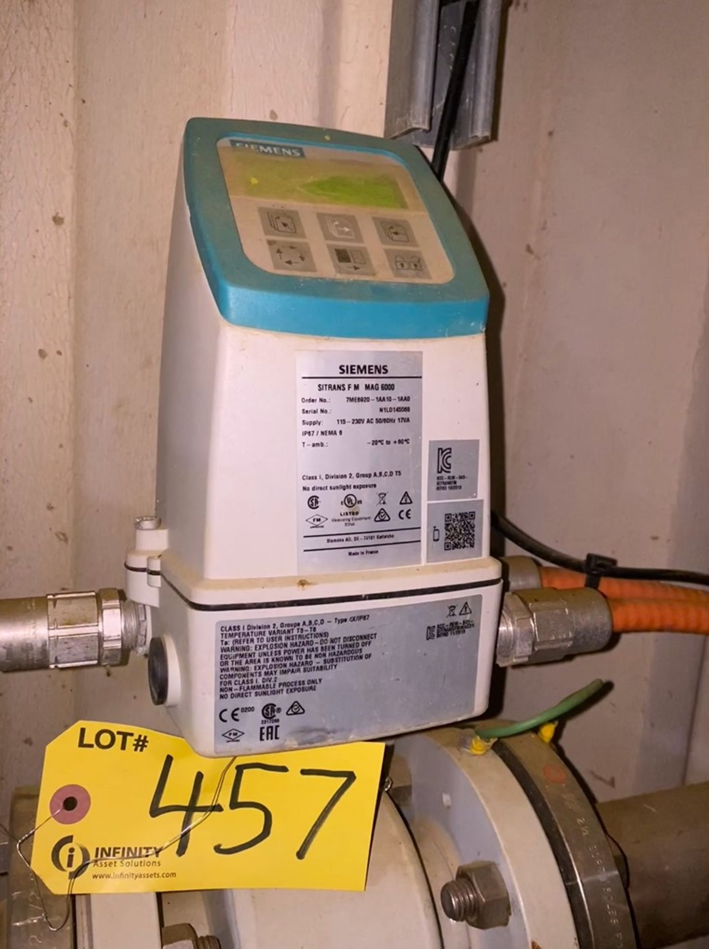 SIEMENS SITRANS FM MAG 6000 FLOW METER (RIGGING FEE $75 USD)