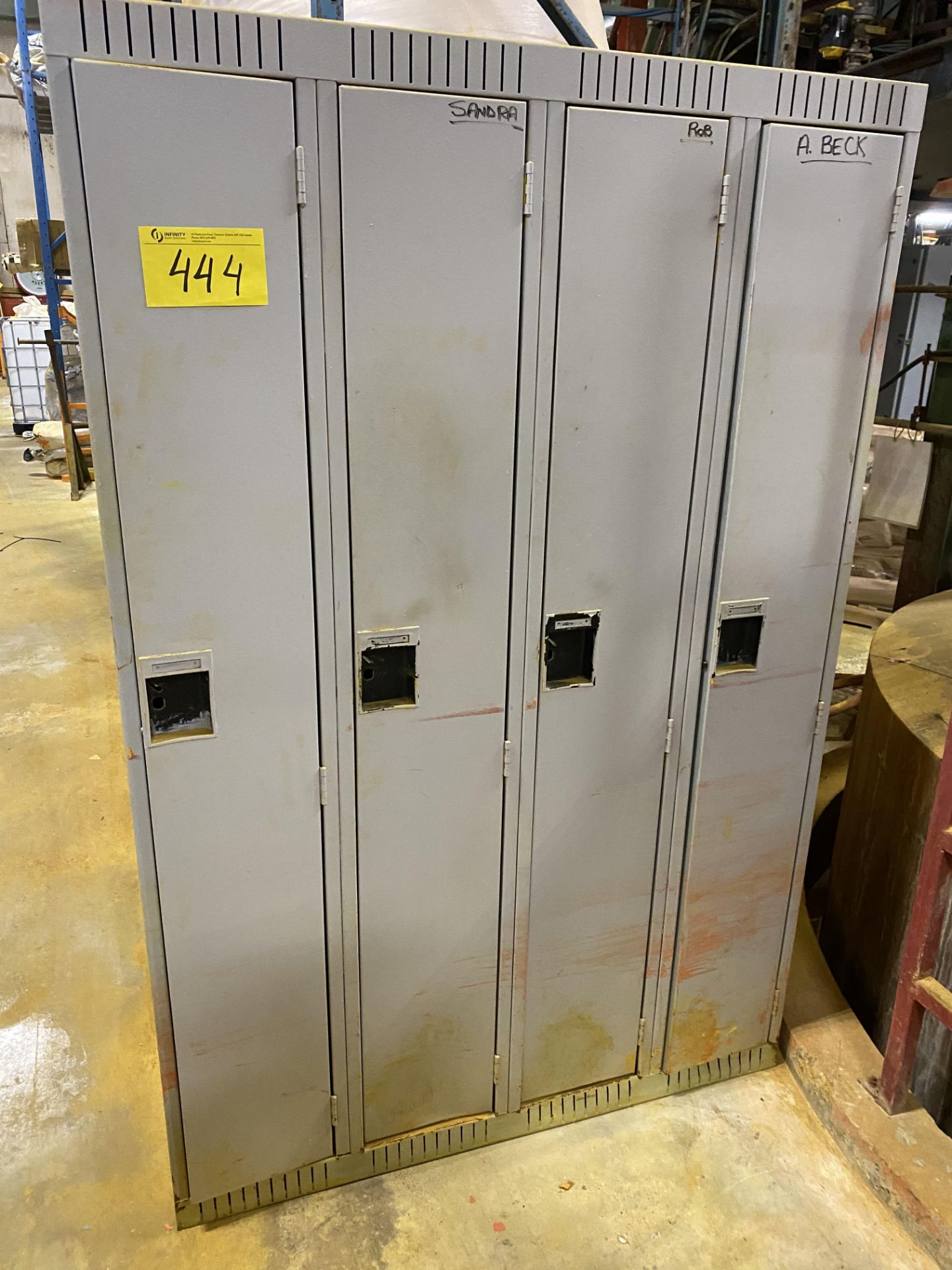 5-DRAWER SUPPLY CABINET W/ SAFETY SUPPLIES AND ALL LOCKERS IN PLANT 2ND FLOOR, APPROX. (6) BANKS