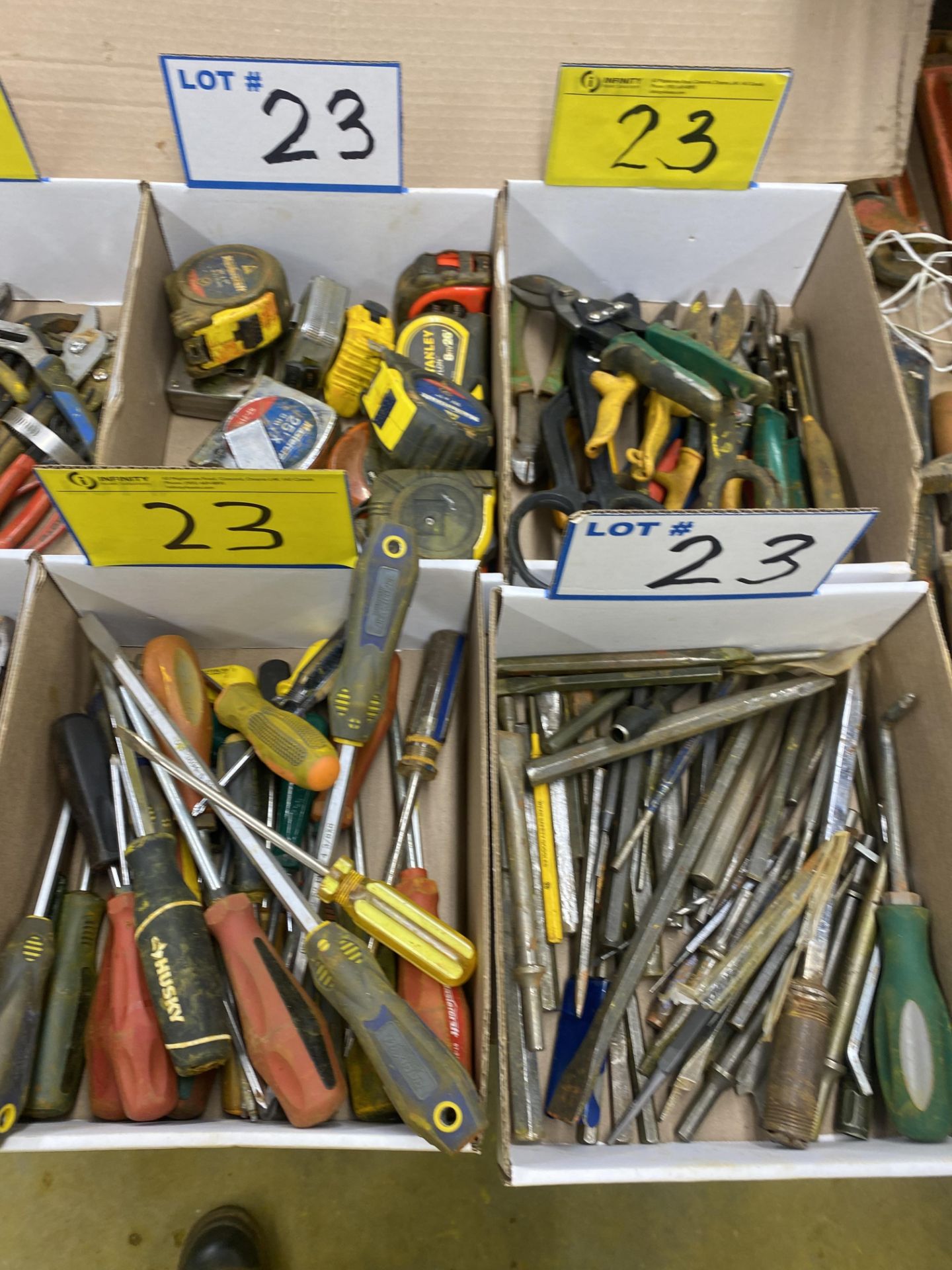 LOT OF (6) BOXES OF PLIERS, DRIVERS, CHANNEL LOCKS, MEASURING TAPES, PUNCHES, CUTTERS - Image 2 of 3