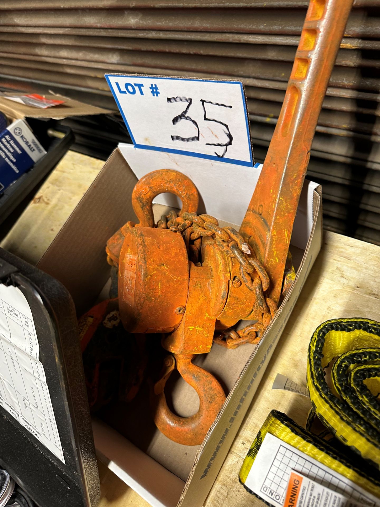 LOT OF (5) BOXES OF JET 1/2-TON CAP. LEVER CHAIN HOISTS, STRAPS, 1-TON CAP. CHAIN HOIST PULLER, - Image 3 of 3