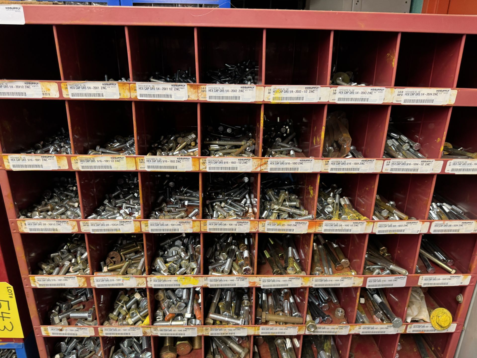 LOT OF (3) PIGEON HOLE CABINETS (224-SLOTS) W/ FASTENER SUPPLIES - Image 5 of 6