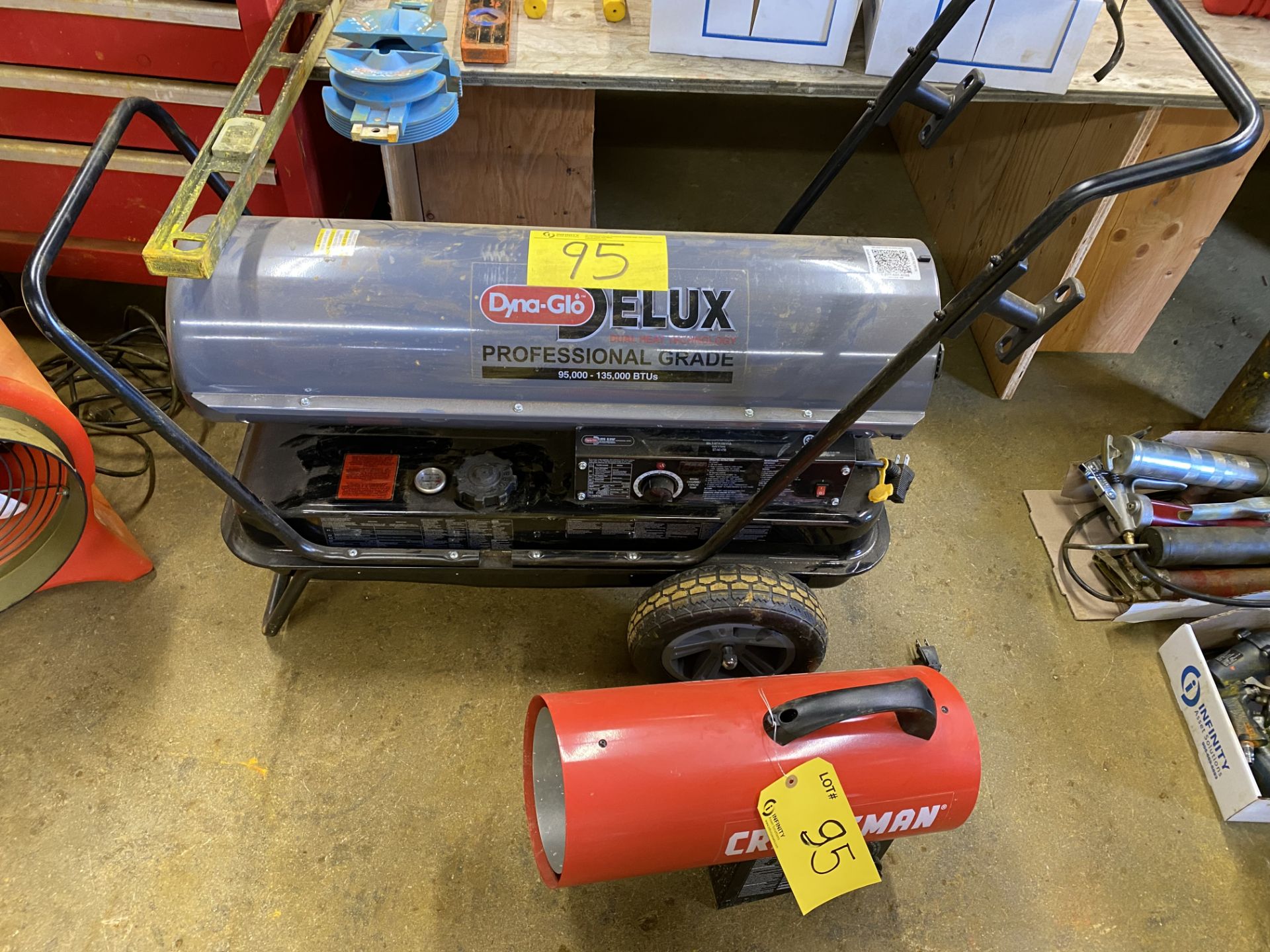 DYNA-GLO DELUX PROFESSIONAL GRADE DIESEL / ELECTRIC PORTABLE AREA HEATER AND CRAFTSMAN ELECTRIC AREA