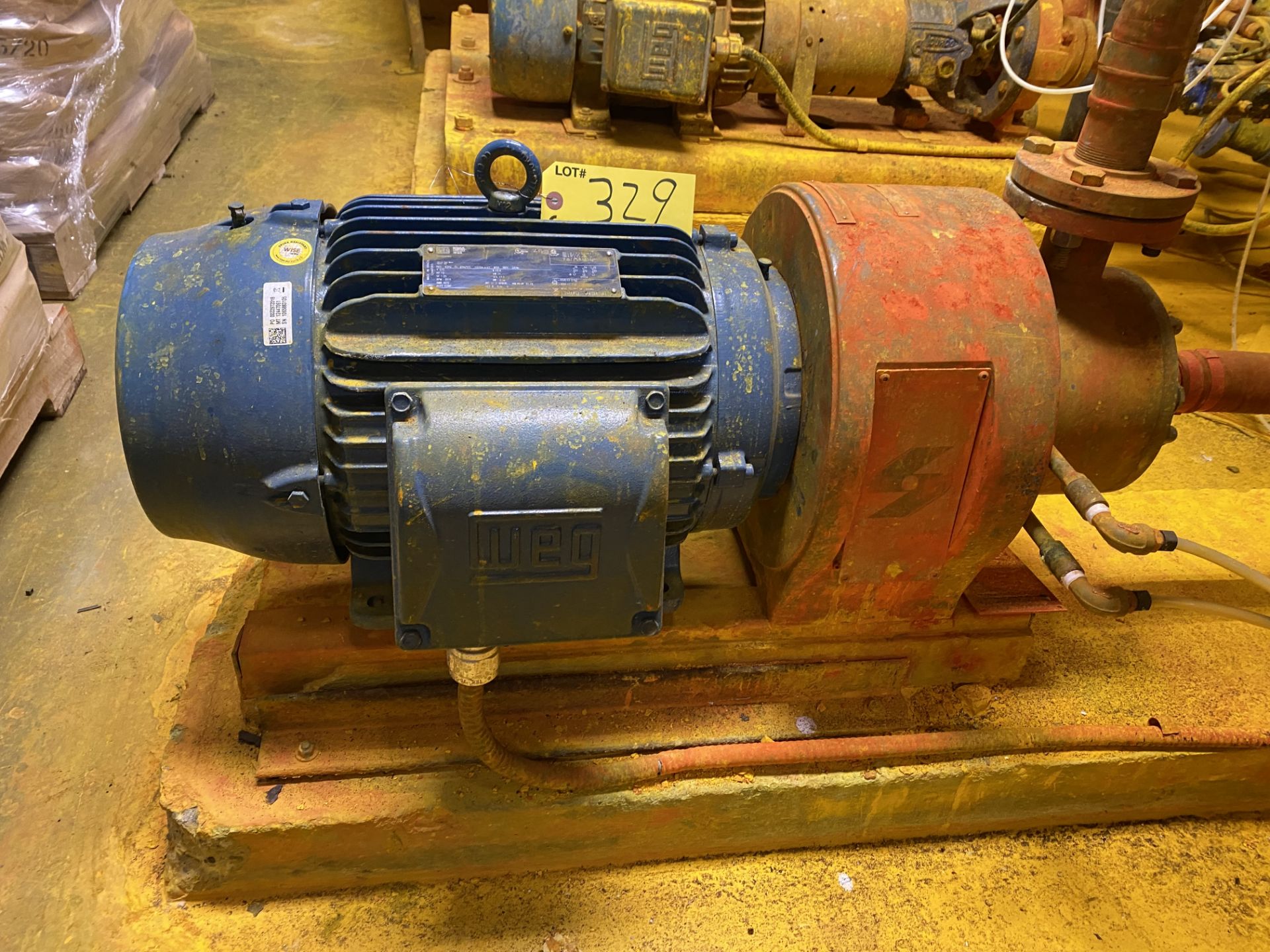 WEG 15HP MOTOR, 575V, 3,535 RPM, 254/6TC FRAME AND PUMP, SPECS N/A (RIGGING FEE $75 USD)