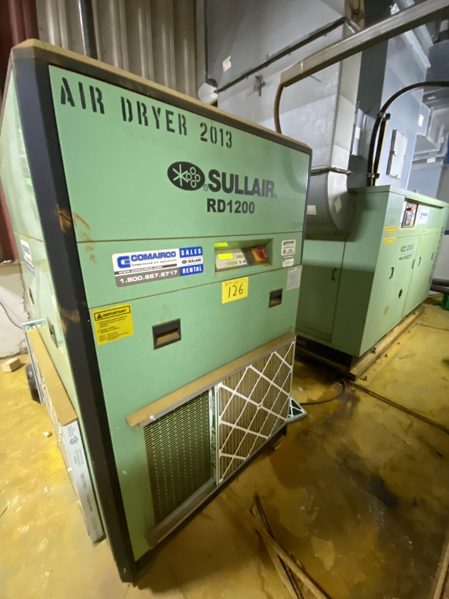 SULLAIR RD1200 AIR DRYER, APPROX. 65,316HRS (RIGGING FEE $750 USD)