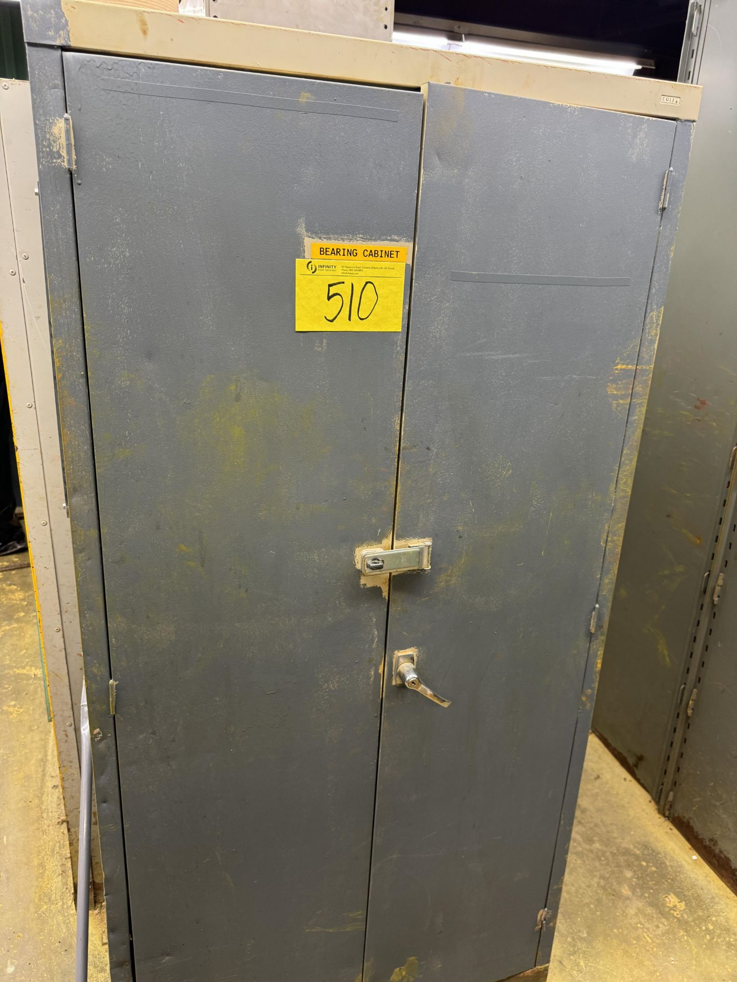 LOT OF (2) 2-DOOR METAL CABINETS W/ HELMETS, MASKS, ELECTRONICS, FLOW METER, GAUGES - Image 3 of 10