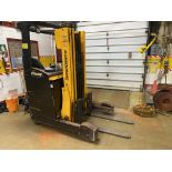 JUNGHEINRICH ELECTRIC REACH TRUCK, 3,000LB CAP., 179" MAX LIFT, 3-STAGE AMST, 24V, S/N 91091030 W/