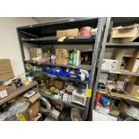 7-LEVEL SHELVING UNIT W/ MIXED PARTS, SIEMENS, ELECTRICAL PARTS, FLOW SERVE, LINDE EQUIPMENT,