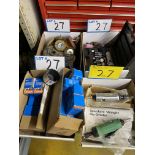 LOT OF (4) BOXES OF R3420 DIE GRINDER W/ ATTACHMENTS KIT, GRINDING WHEELS, WALL MOUNTED BRUSHES,
