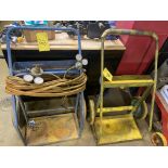 LOT OF (2) DUAL TANK CARTS W/ TORCH, CABLES, REGULATORS, (2) TRIPOD STANDS