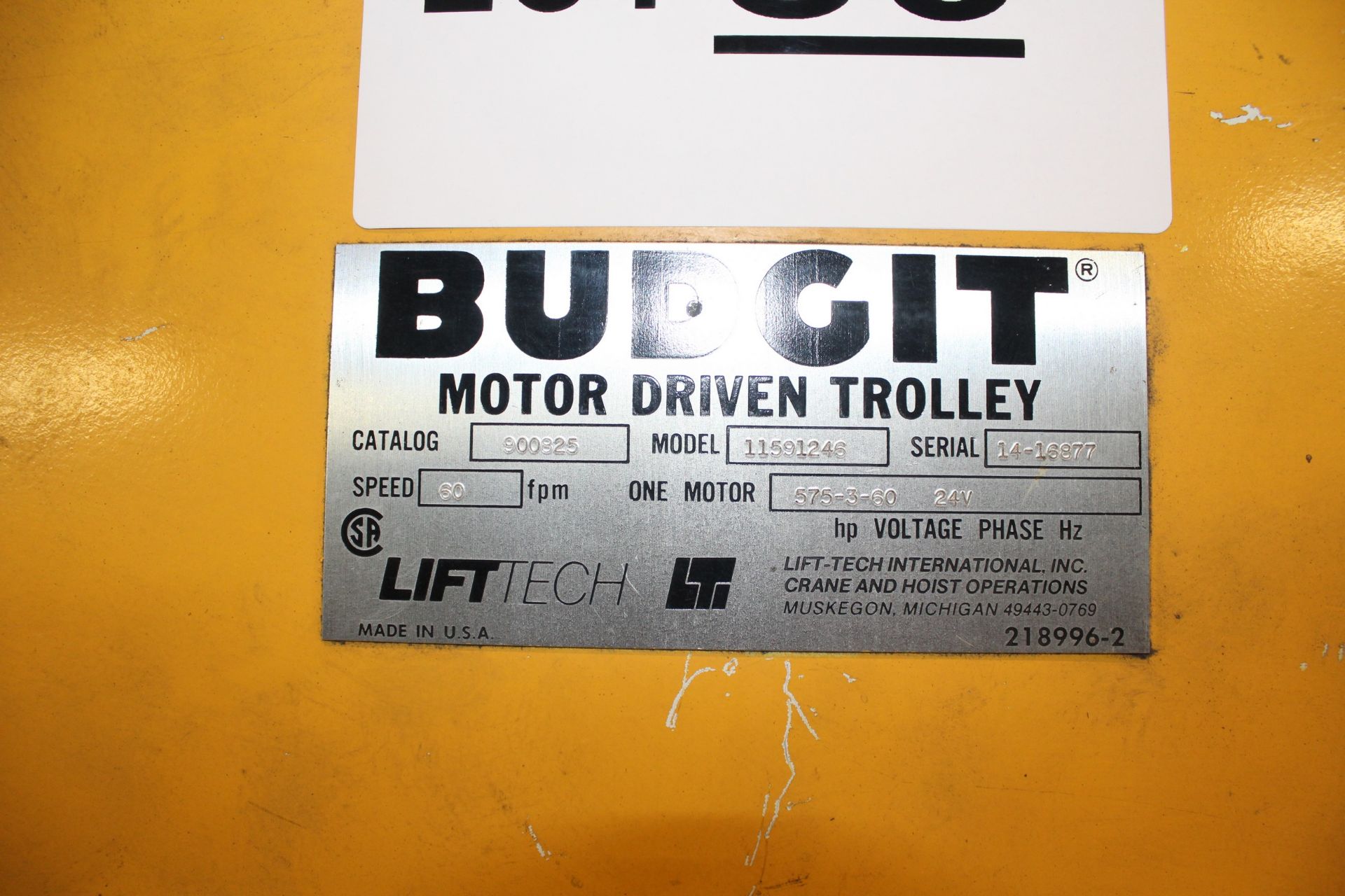 2-TON BUDGIT ELECTRIC HOIST - Image 3 of 9